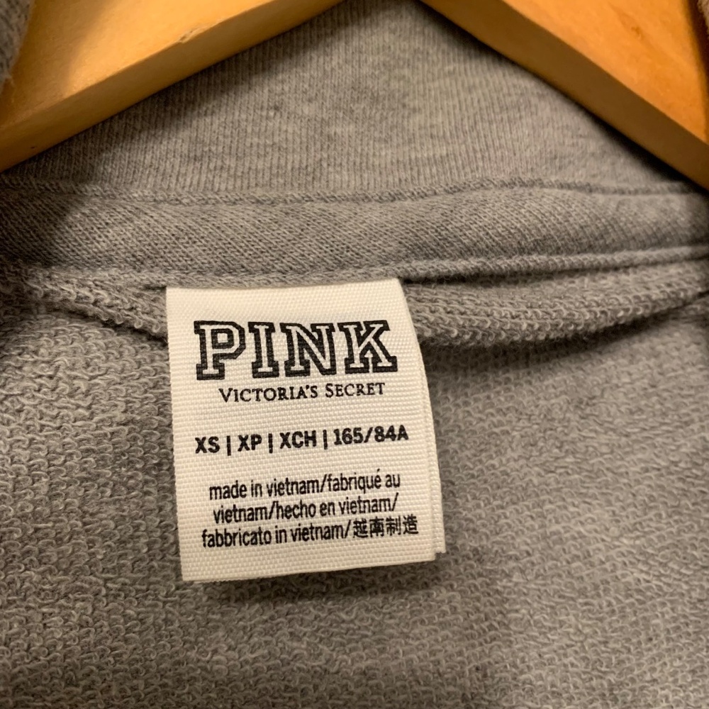 PINK Victoria's Secret Gray Lightweight Sweatshirt Hawaii Pullover 1/4 Button XS - Picture 5 of 6